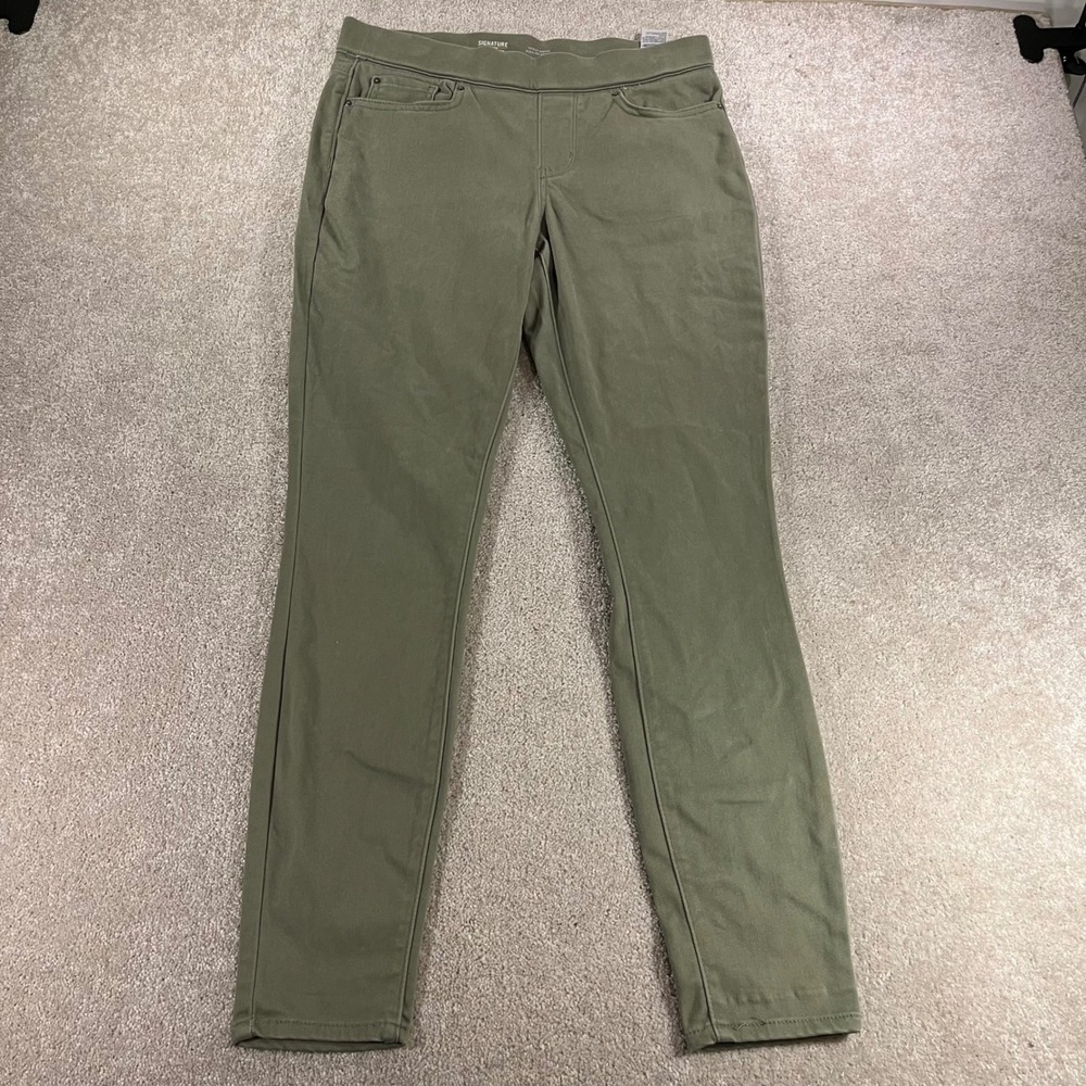 Signature Levi Strauss Pull-On Skinny Pants Women 10 Olive Green Totally Shaping